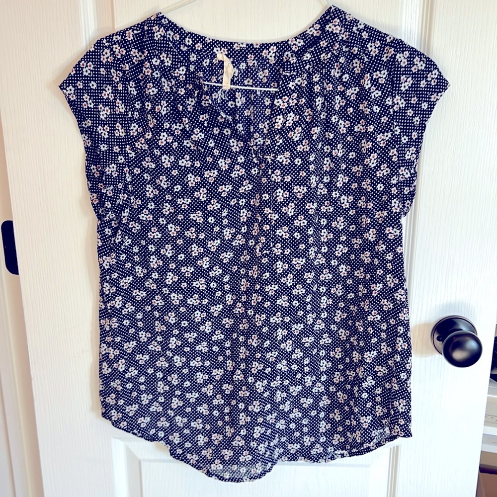 Navy Floral Blouse